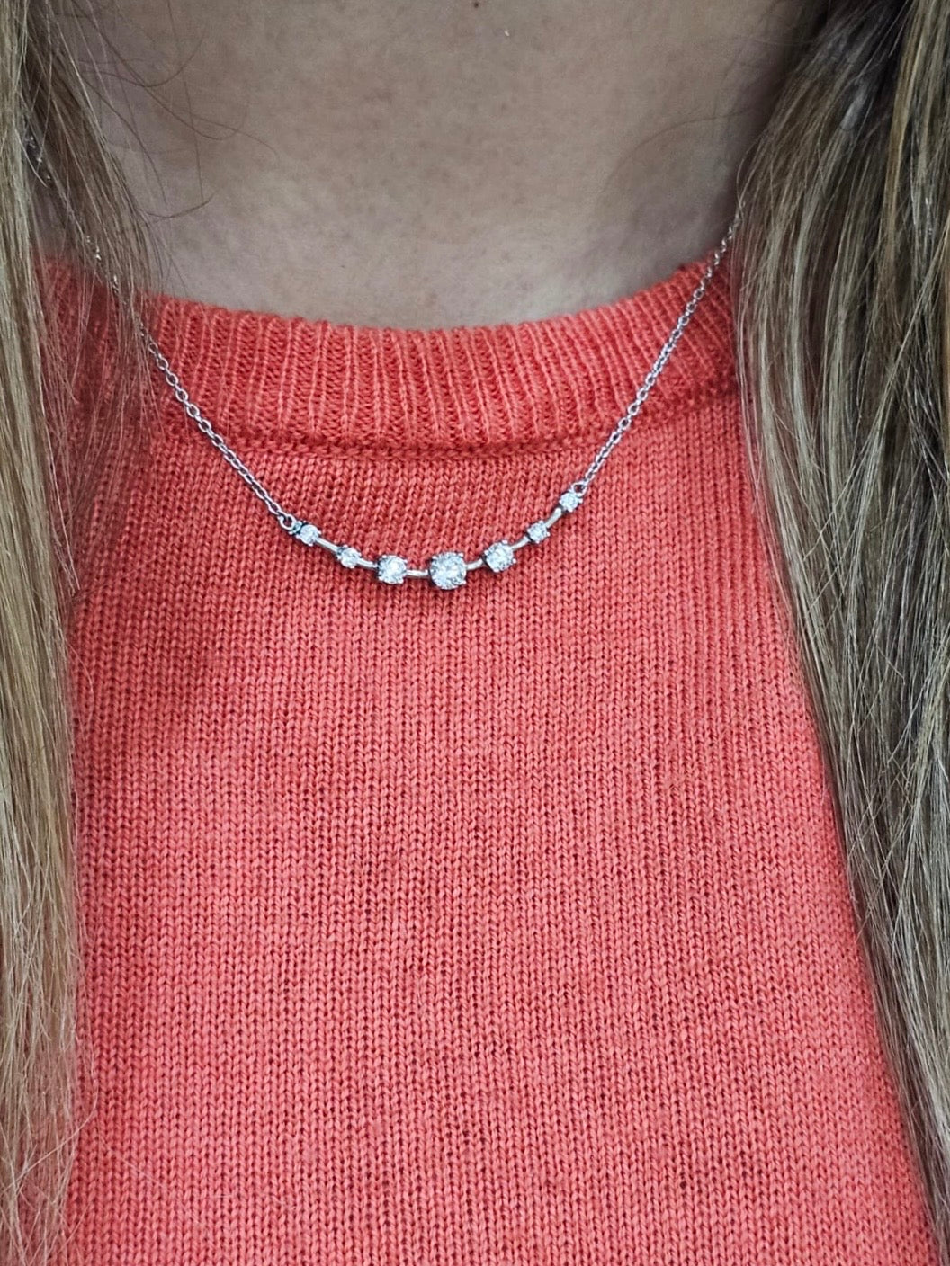 Larissa Cadena de Plata925, con Zircones Blancos