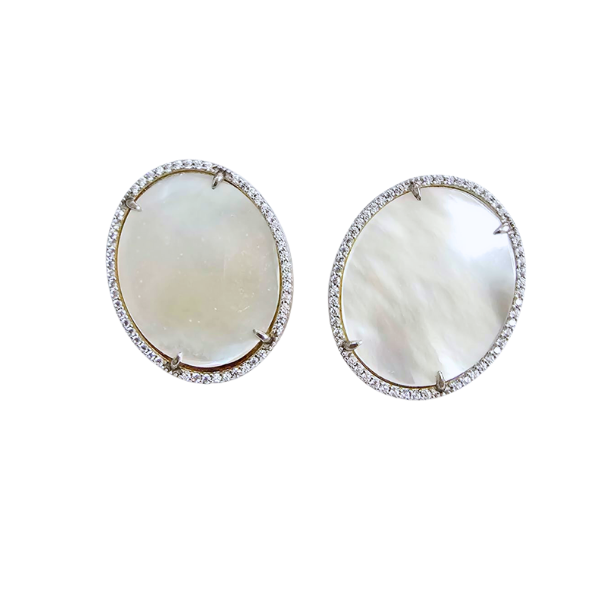 Amalia Aritos en Plata925 y Madre Perla con Zircones,