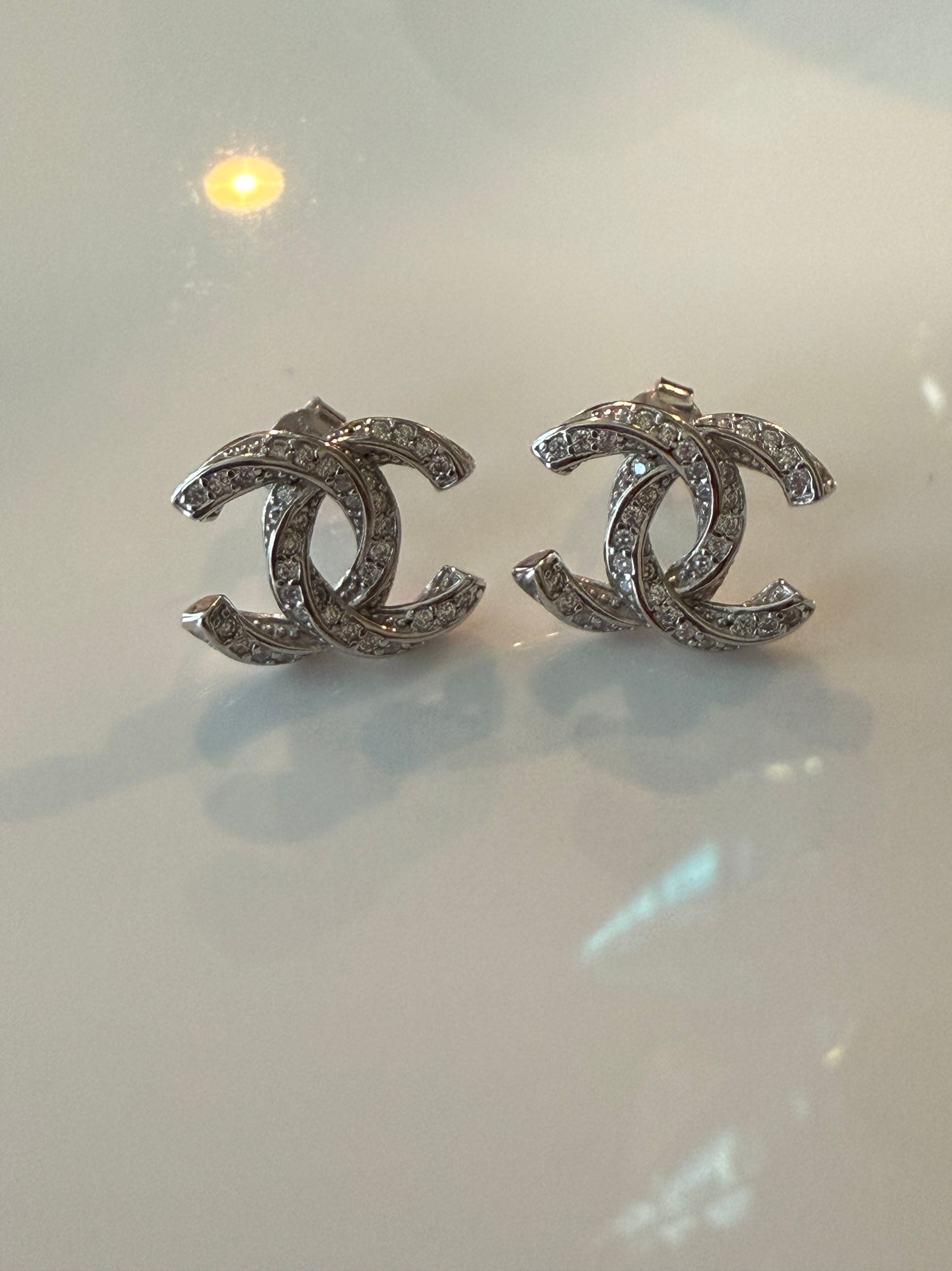 Aritos tipo Chanel, stud, plata925