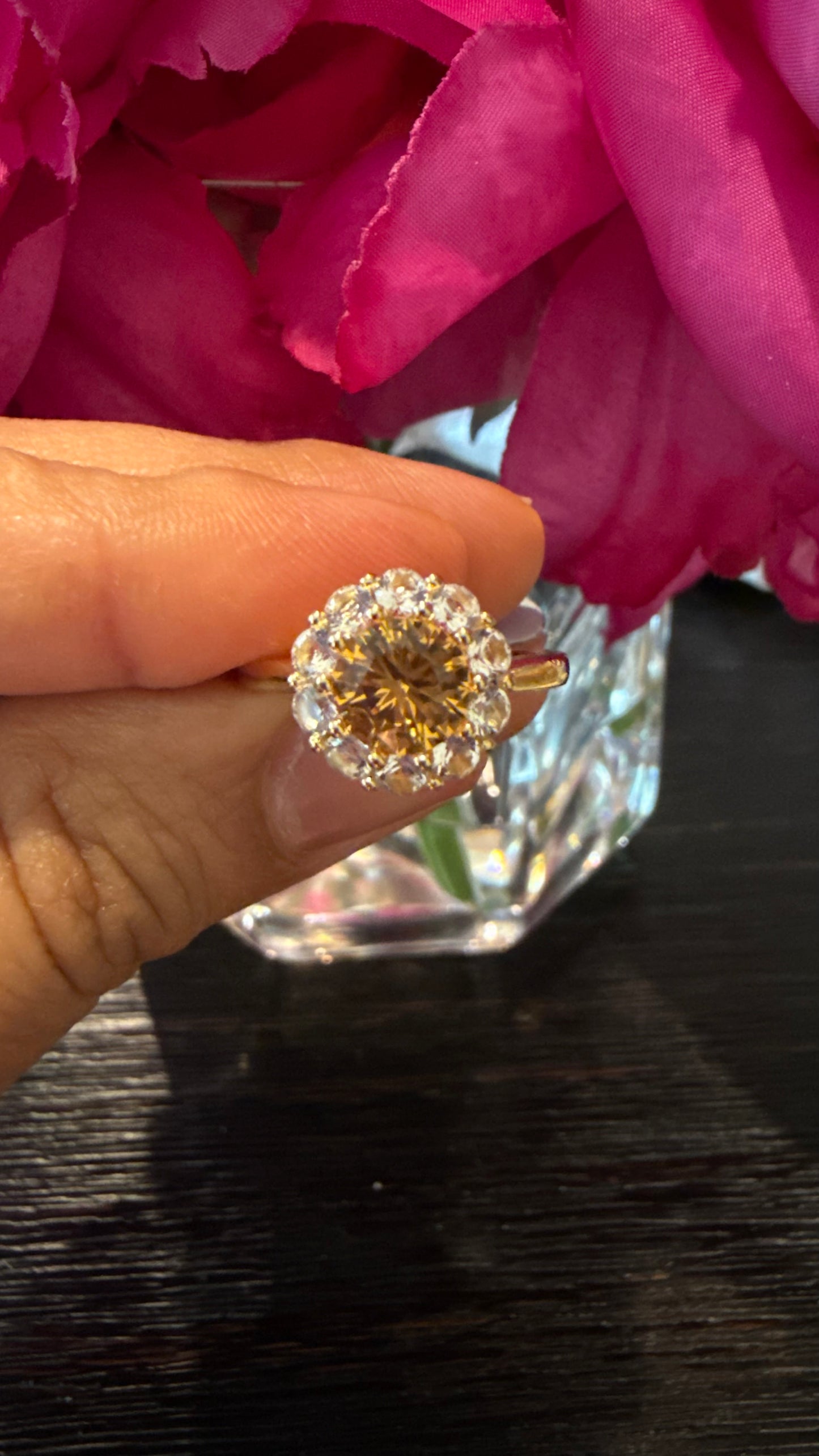 Anillo con Piedra de Citrina Natural Talla 7