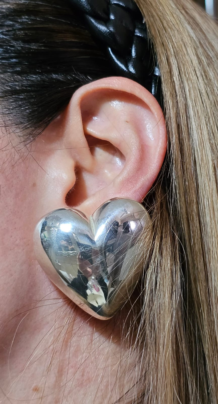 Aretes en Forma de Corazón Grandes, plata925