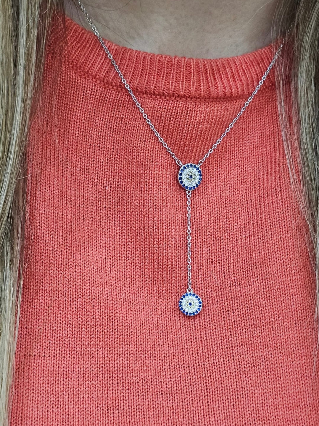 Evil Eye Lariat Cadena en Plata925 con Zircones.