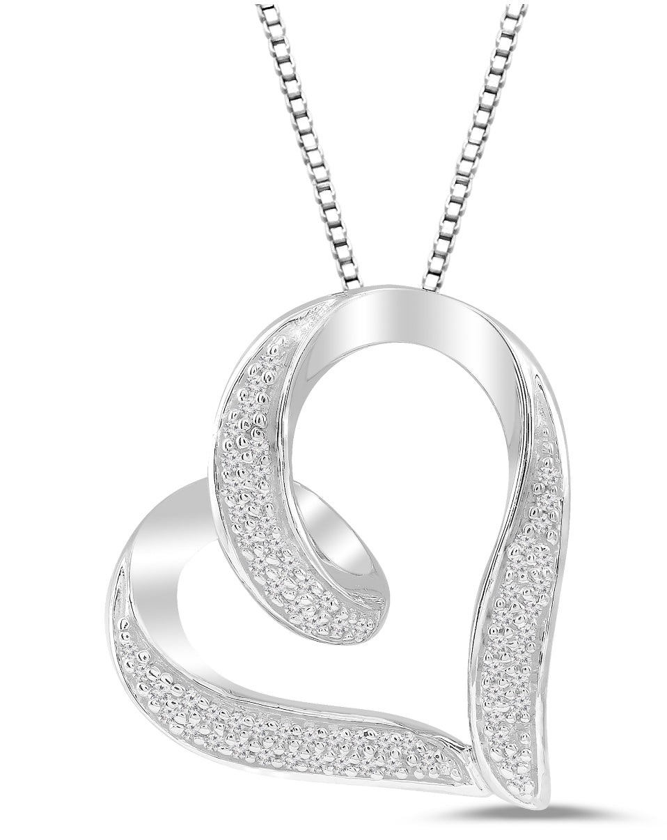 Cadena y dije de Plata925 en forma de corazón con diamantes naturales