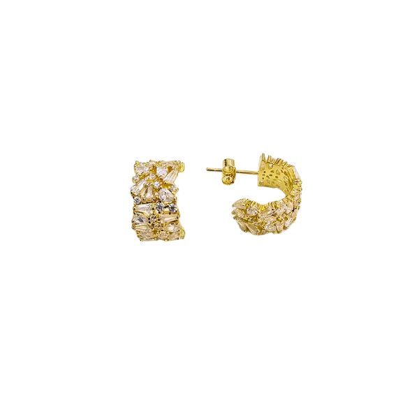 Mia Aritos Tipo Huggies, Plata925 con Baño de Oro