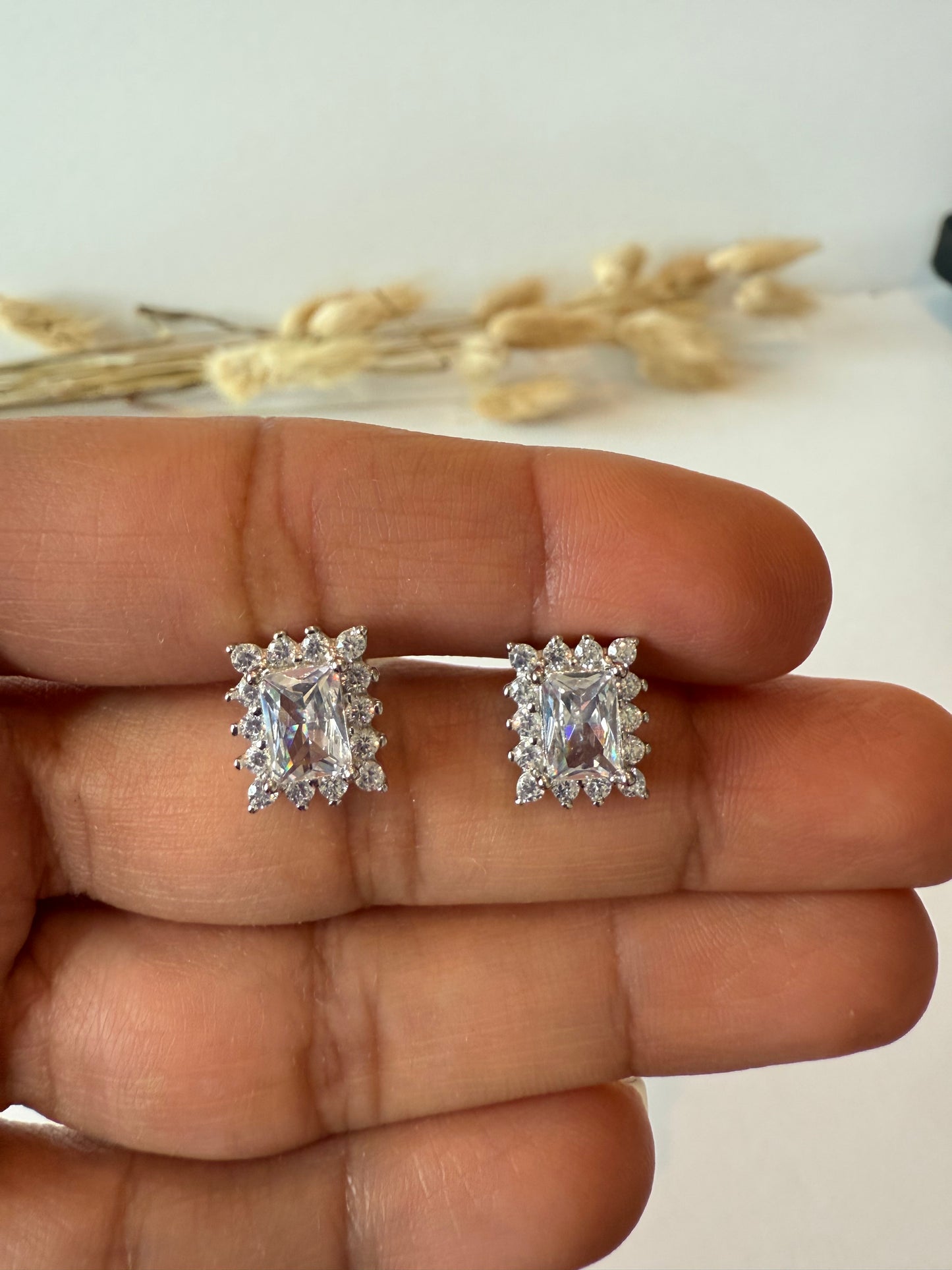 Aritos rectangulares, plata925 con Zircones