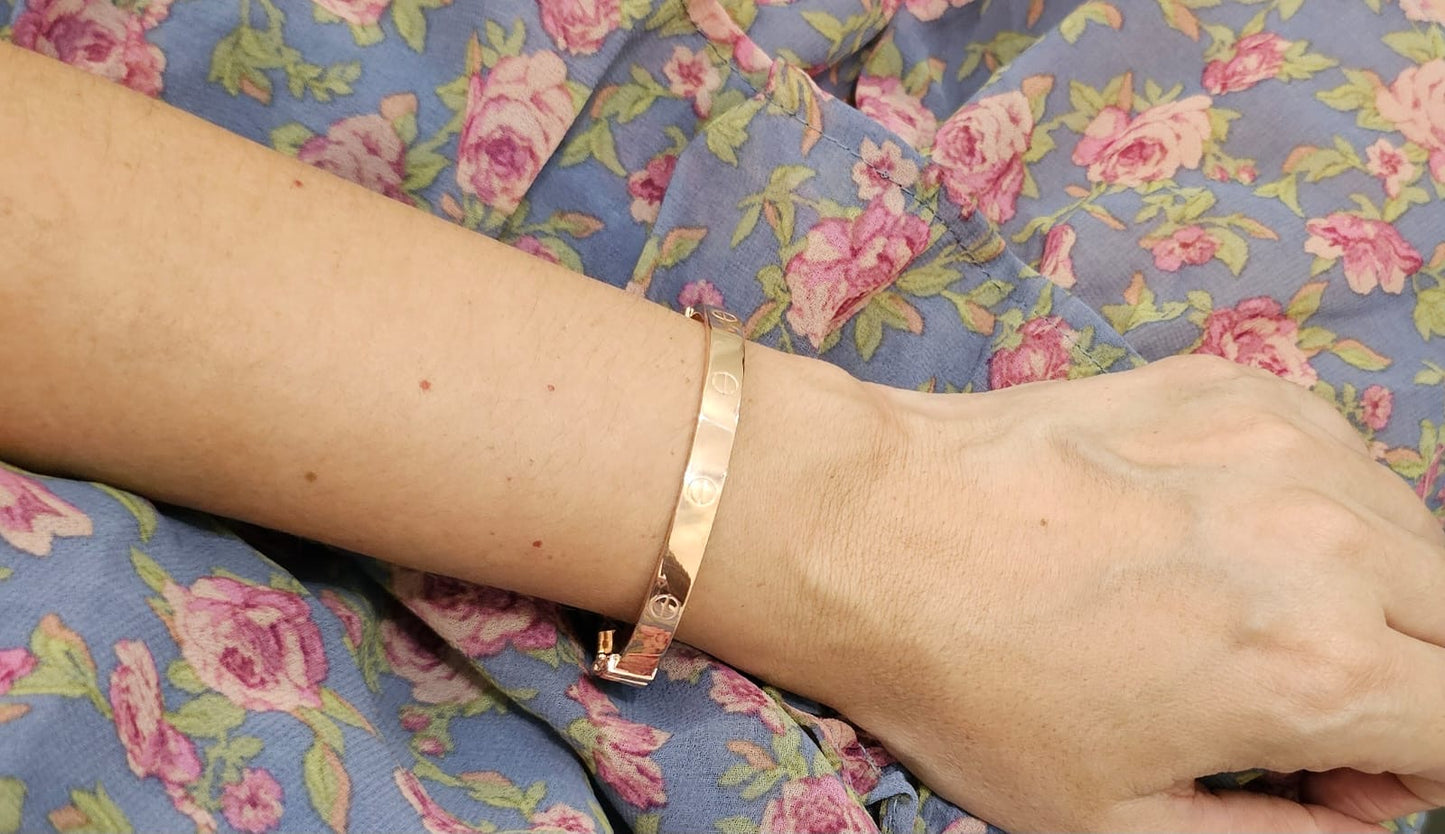 Pulsera de aro estilo Cart ier, en Plata925