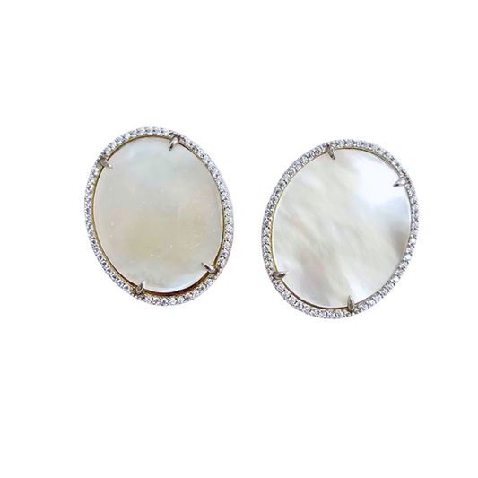 Amalia Aritos en Plata925 y Madre Perla con Zircones,