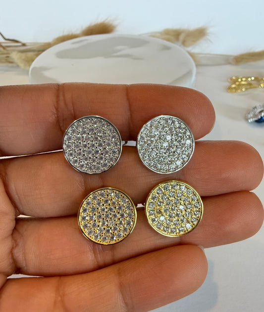 Aritos broche French, redondos, plata925 y zircones