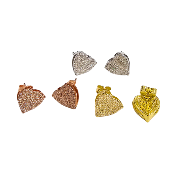 Rachel Aritos Stud en Forma de Corazón Micropave Medianos