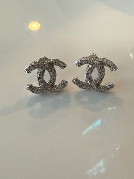 Aritos tipo Chanel, stud, plata925