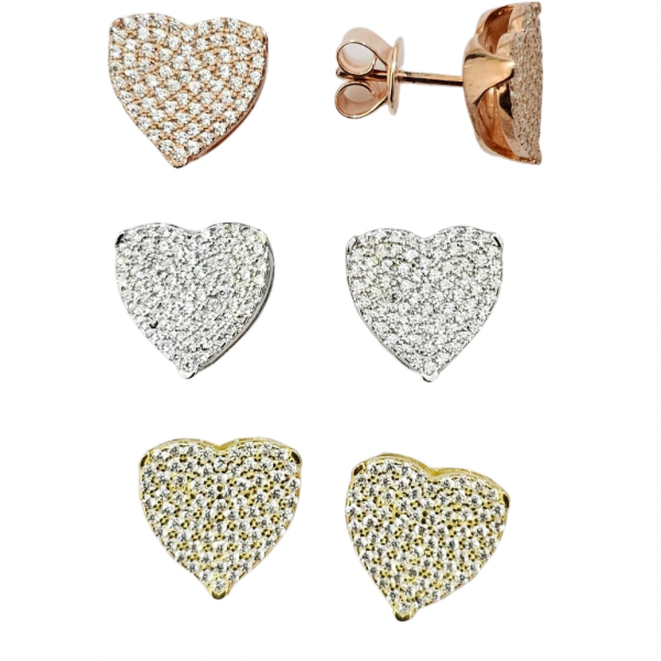 Rachel Aritos Stud en Forma de Corazón Micropave Medianos