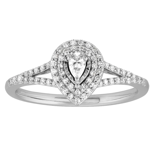 Anillo de Compromiso en oro de 10k y diamantes naturales, talla 7