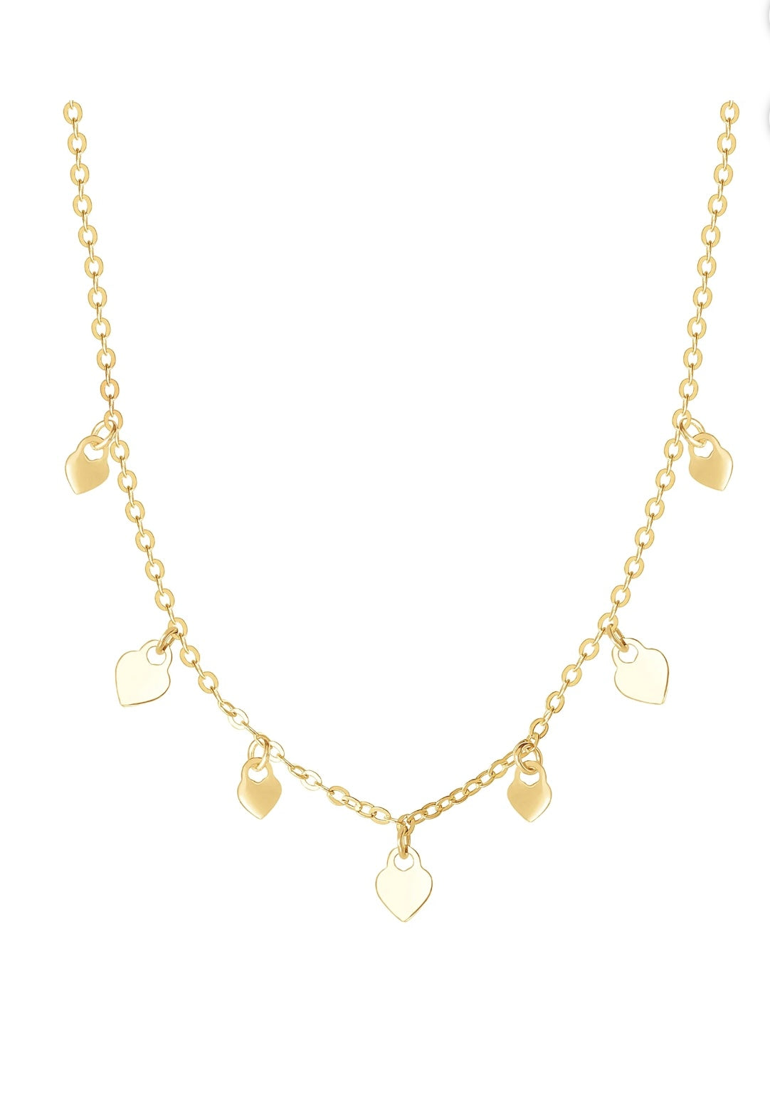 Cadena de oro de 10k, con dijes de corazones
