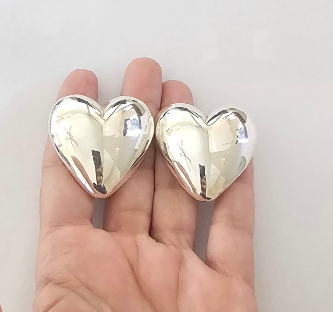 Aretes en Forma de Corazón Grandes, plata925