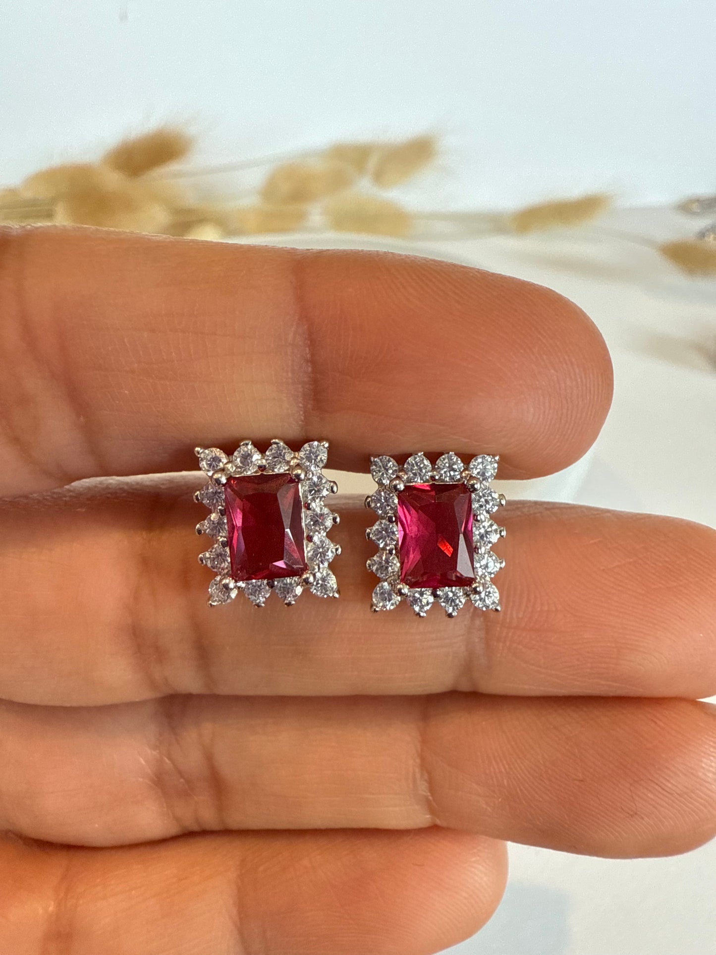 Aritos rectangulares, plata925 con Zircones