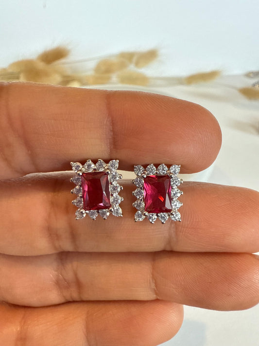 Aritos rectangulares, plata925 con Zircones