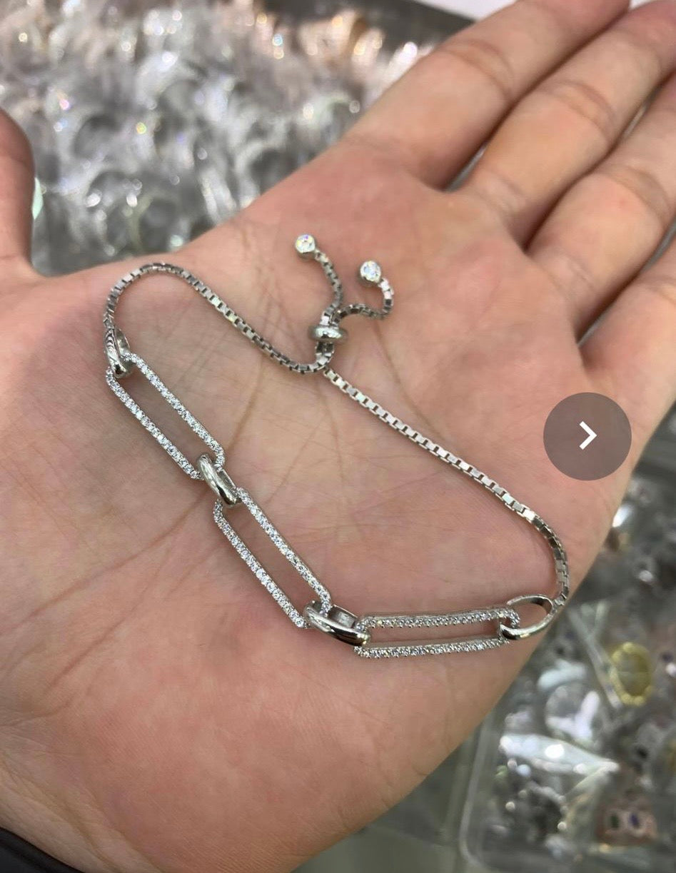 Shayla Pulsera de Eslabones con Zircones, Plata 925