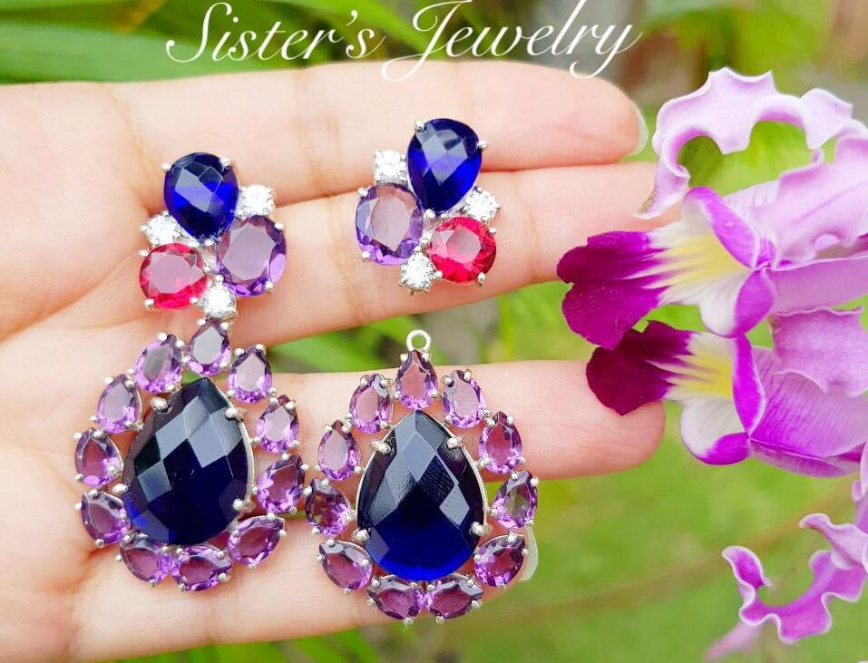 Joyería Fina, para toda ocasión, sisters jewelry, Just $3400.00! ShopAritos desmontables morado con azul y rojo now at Sister'sJewelrySister'sJewelry{TAGS
