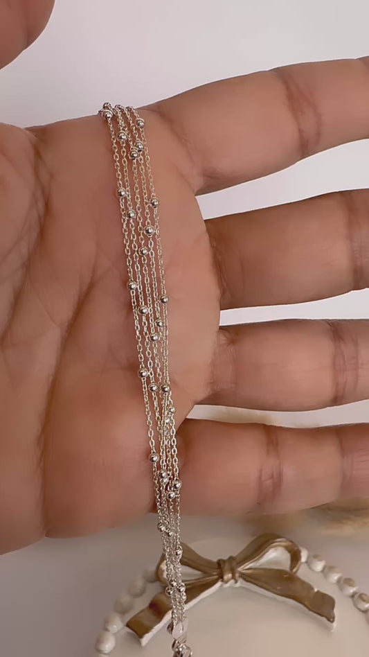 Pulsera PLata925 con 5 Cadenitas y Pelotitas