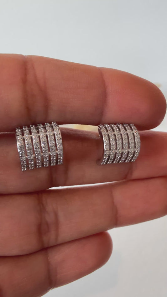 Aritos tipo Huggies, plata925 con Zircones